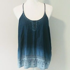 Lucky Brand Embroidered Denim Tak Top- XL